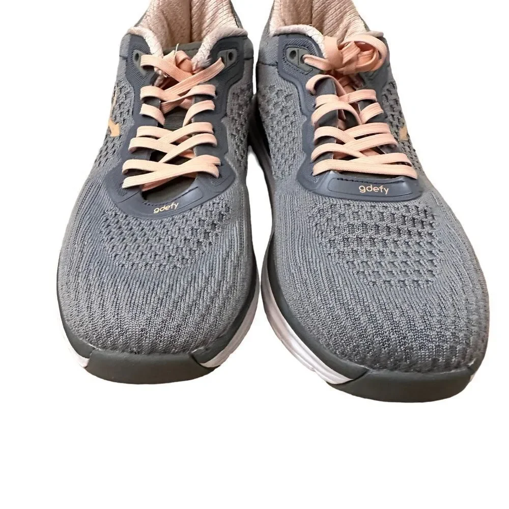 Women’s Gray Knit Athletic Sneakers with Peach Accents